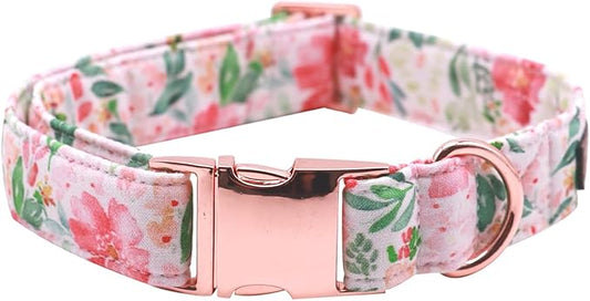 Lionet Paws Dog Collar, Comfortable Adjustable Cute Collar with Metal Buckle for Male Female Dogs Gift, Pink Flower, Small, Neck 10-16 inches