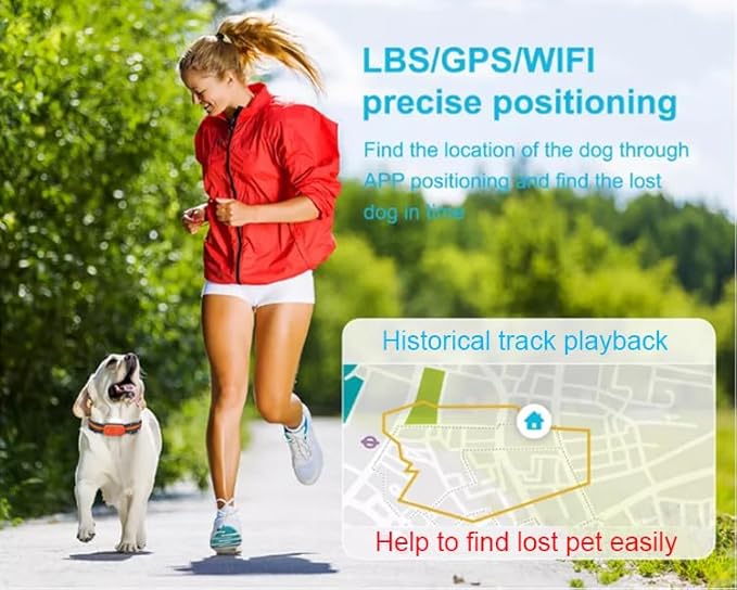 Smart Pet GPS Tracker Collar for Dogs, 4G, Real-Time Position Tracking, GPS Dog Tracker, Activity Monitor, Waterproof, Sound Alarm