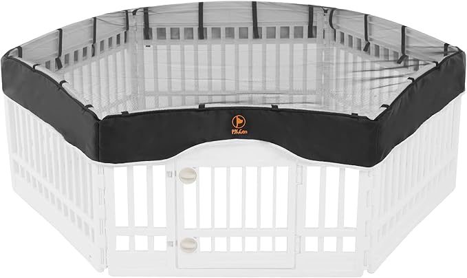 PJYuCien Dog Playpen Mesh Top Cover, Fits 36 Inch 6 Panels Regular Hexagonal Plastic Exercise Pet Pen, Telescopic Buckles Connections, Black (Note: Cover Only, Fence Not Included)