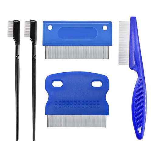 5 Pieces Grooming Combs - Tear Stain Remover for Pets, Lice and Flea Remover, Dandruff and Mucus Removal for Small Dogs and Cats