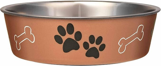 Loving Pets Bella Dog Bowls- Stainless Steel Dog & Cat Bowls - Spill Proof Dog Food Bowl, Cat Bowl, Puppy Essentials & Pet Supplies Great for Home & Travel (Large 35-65 lbs, Copper)