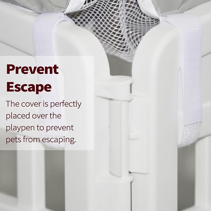 PJYuCien Dog Playpen Mesh Top Cover, Fits 36 Inch 4 Panels Regular Square Plastic Exercise Pet Pen, Adhesive Tape Connections, Pink Paw (Note: Cover Only, Fence Not Included)