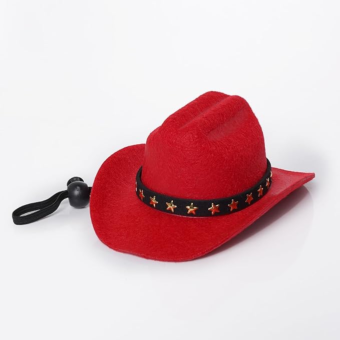 choyaxo Pet Cowboy Costume Cosplay Cap Halloween Costumes for Dogs Cat Pet Party Decoration Mini Cowboy Hat (Red, Small)
