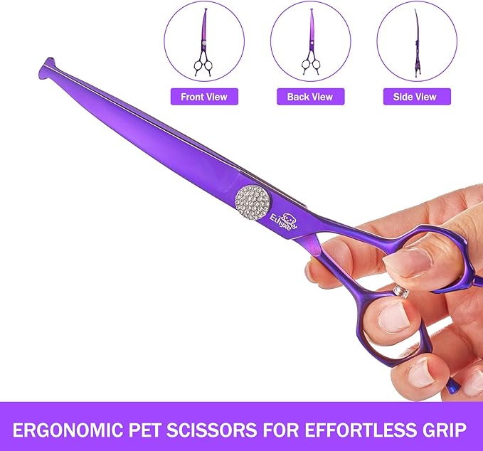 7" Curved Dog Grooming Scissors & Ethyxe 7 Inch Curved Scissors for Dog Grooming