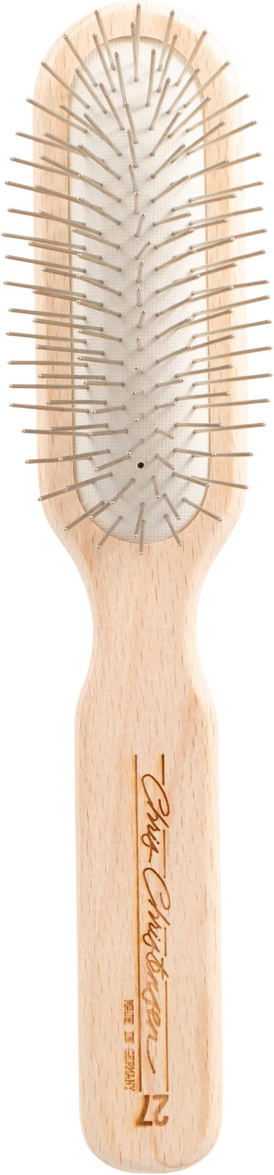 Chris Christensen 27 mm Oblong Pin Dog Brush, Original Series, Groom Like a Professional, Stainless Steel Pins, Lightweight Beech Wood Body, Ground and Polished Tips
