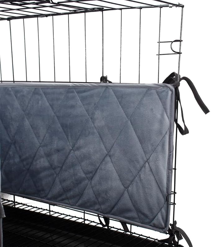 Gray Dog Crate Bumpers with Ties - Tail Protector, 30"X18"X10"