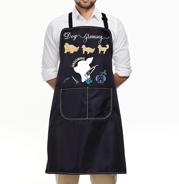 CMNIM Dog Groomer Apron with Pockets, Waterproof, Dog Groomers Apron