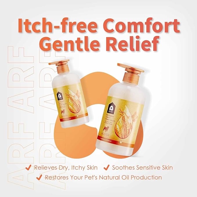 Arf Arf Oatmeal Dog Shampoo & Conditioner Bundle – Anti-Itch, Allergy Relief & Moisturizing Honey Formula | Ideal for Sensitive Skin, Boosts Coat Shine (2 x 16oz)