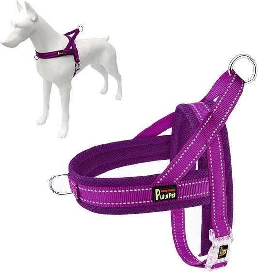 Plutus Pet No Pull Dog Harness with Breathable Mesh Padded, Adjustable Reflective Escape Proof Dog Harness, Quick Fit Dog Vest Harness for Small Medium Large Dogs(S, Purple)