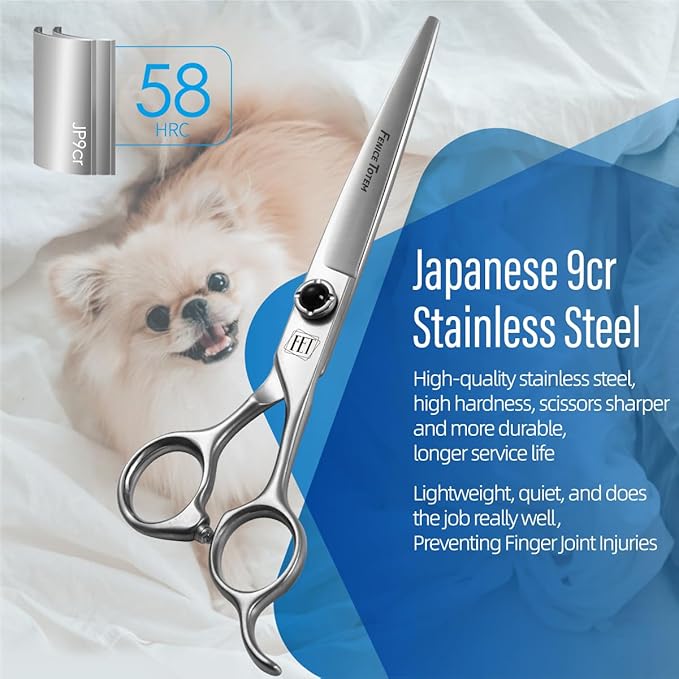 Dog Grooming Scissors: 7 inch Pet Shears Made Of Japanese 9CR Advanced Stainless Steel Professional Grooming Scissors for Dogs Cats and Other Pets