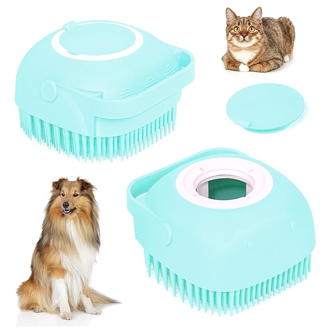 Bath Brush Silicone, Massage Soft Brush Dog Cats, Pet Massage Brush Bubble Body Wash Brush-blue