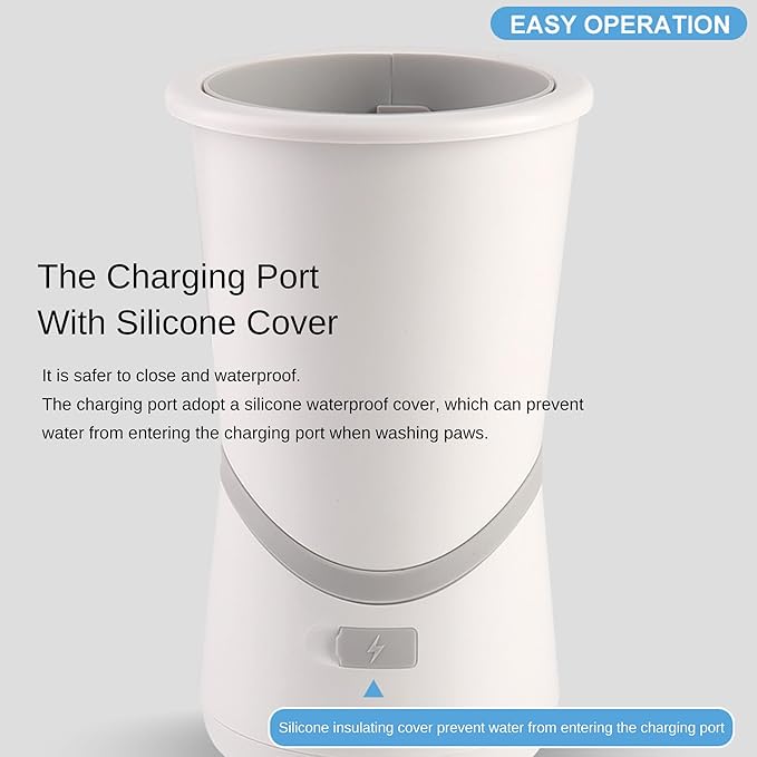 Automatic Paw Washer with Silicone Bristles - Electric Paw Cleaner Cup for Muddy Claws, Portable Pet Feet Washer with USB Charging, Designed for Small to Medium Cats & Dogs