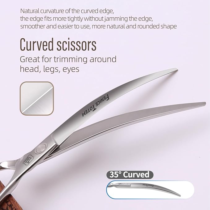 Dog Grooming Scissors: 7.5 inch Pet Curved Shears Made Of Japanese VG10 Advanced Stainless Steel Professional Grooming Scissors for Dogs Cats and Other Pets