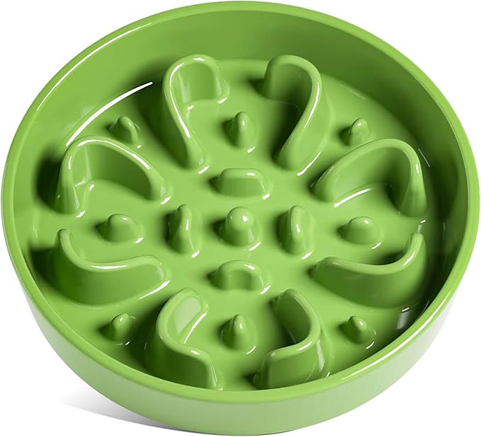 LE TAUCI Slow Feeder Dog Bowls Ceramic, 3 Cups Slow Feeding Dog Bowl Medium Large Breed, Maze Dog Bowl for Fast Eaters, Dog Dishes to Slow Down Eating, Puzzle Dog Food Bowl, Clover Green