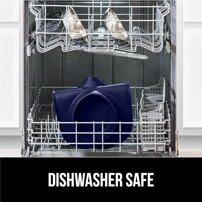 GORILLA GRIP Patent Pending 100% Waterproof BPA Free 3 Cup Cat and Dog Bowls Silicone Feeding Mat Set, Stainless Steel Bowl Slip Resistant Raised Edges, Catch Water, Food, Pet Accessories, Navy Blue