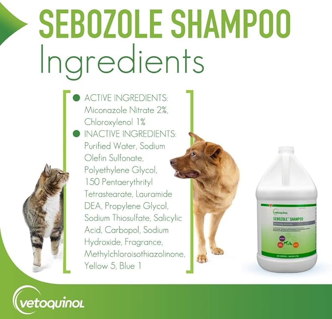 Vetoquinol Sebozole Shampoo with Miconazole Nitrate 2% and Chloroxylenol 1%, 128oz