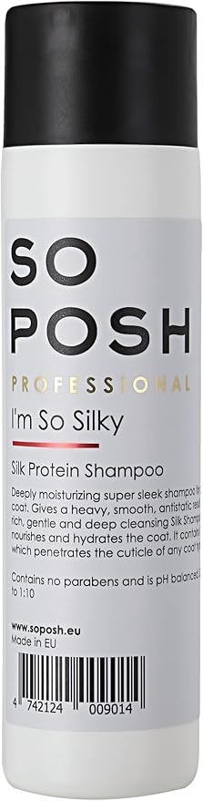 So Posh I´m So Silky Dog Shampoo - with Silk Protein, Perfect for Drop-Coats Like Yorkie, Maltese, Shih Tzu etc. Heavy, Smooth & Anti-Static Result, Sulfate & Paraben Free, 1:10 Concentrate. 8.4 Oz