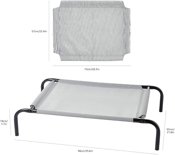 Amazon Basics Cooling Elevated Pet Bed, Small (36 x 22 x 7.5 Inches), Grey