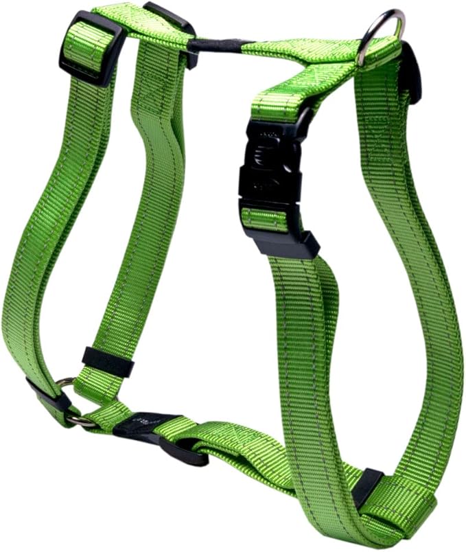 Reflective Adjustable Dog H Harness for Extra Large Dogs; Matching Collar and Leash Available, Green