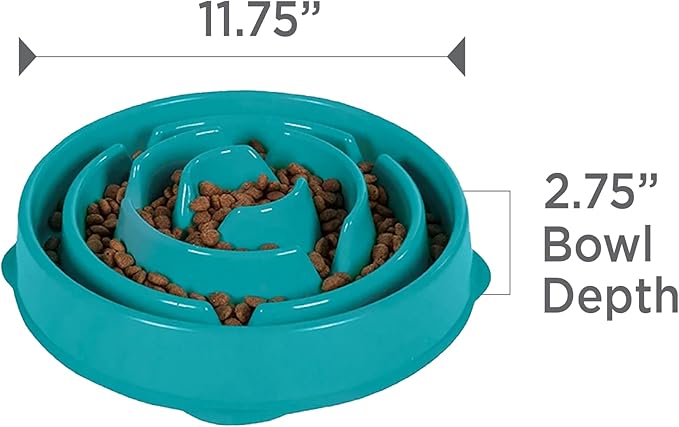 Outward Hound Fun Feeder Slo Bowl, Slow Feeder Dog Bowl, Large/Regular, Turquoise