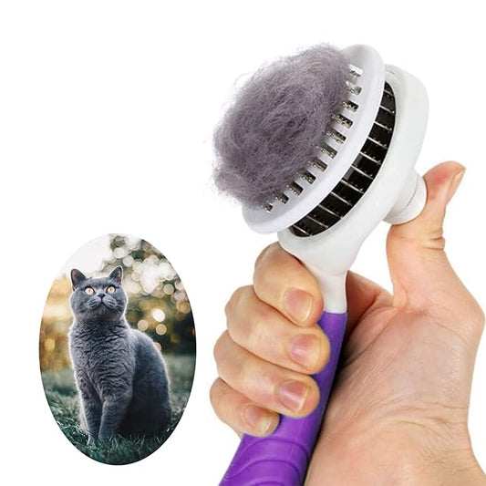 Cat Self Cleaning Slicker Brush, Pets Skin Friendly Cat Brush for Dogs Cats Grooming Brush Tool Easy to Remove Loose Undercoat, Mats Tangled Hair Slicker Massage Cats Dogs Brush - Upgraded