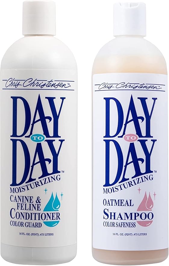 Chris Christensen Day to Day Grooming Bundle - Day to Day Concentrated Dog Conditioner, All Coat Types, Dilutable 8:1, 16 oz - Day to Day Concentrated Dog Shampoo, All Coat Types, Dilutable 8:1, 16 oz