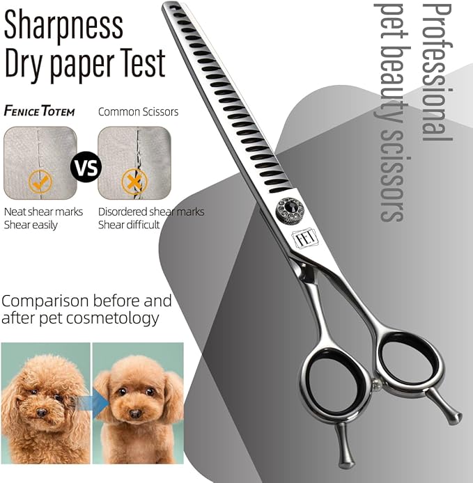 Dog Grooming Scissors: 7.5 inch Pet Chunker Shears Made Of Japanese 440C Advanced Stainless Steel Professional Grooming Scissors for Dogs Cats and Other Pets