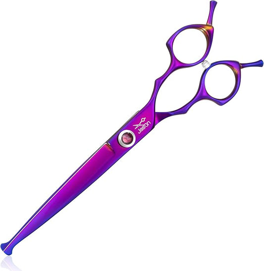 JASON Dog Scissors for Grooming - 7.5" Straight Scissors for Dog Grooming with Round Tips, Japanese 440C Stainless Steel Straight Shears with Diamond Adjustable Screw