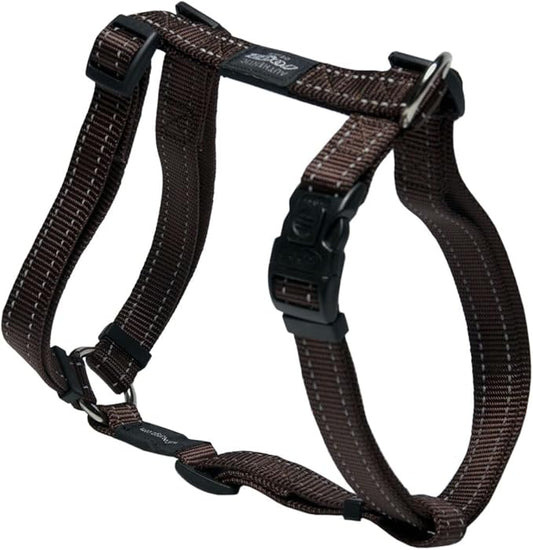 Reflective Adjustable Dog H Harness for Extra Large Dogs; Matching Collar and Leash Available, Brown