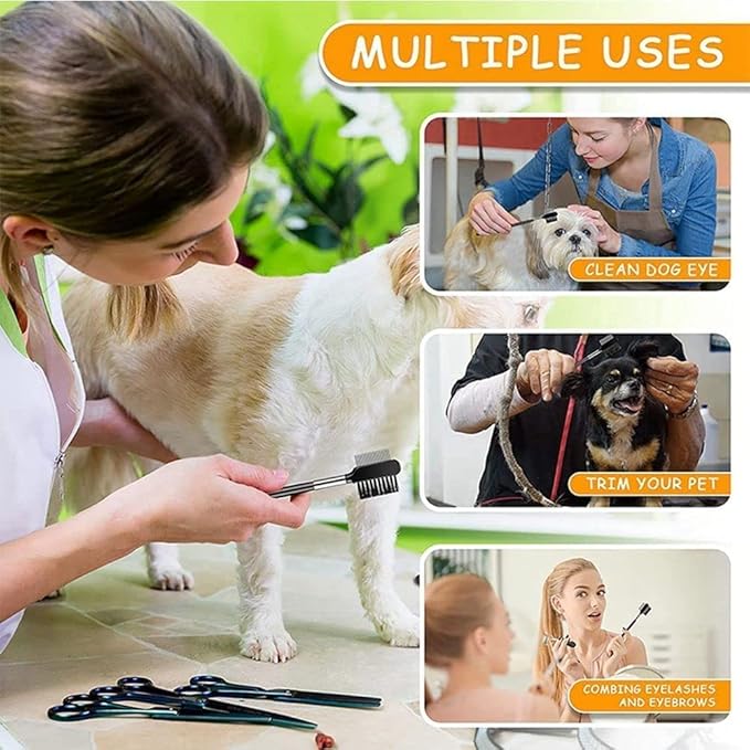 Black Dog Combs Head Brush Cleaning Tear Stain Remover Kitten Puppy Pet Eye Comb Pet Products for Small Cat Dog Double-Sided Comb Brush Pets Grooming Combs for Dogs Cats Removing Crust and Mucus