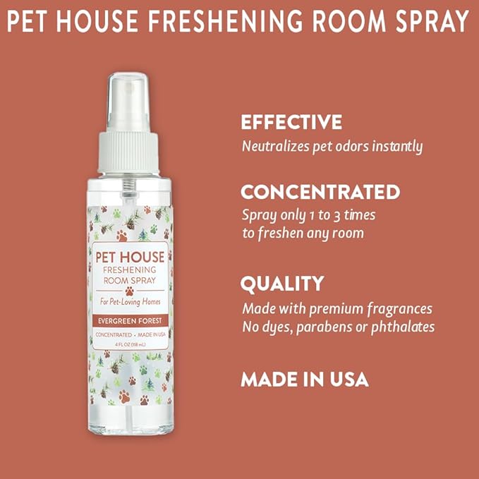One Fur All Pet House Freshening Room Spray - Evergreen Forest - Concentrated Air Freshener - Non-Toxic & Pet-Friendly Air Freshener - Pet Odor Eliminator Room Spray
