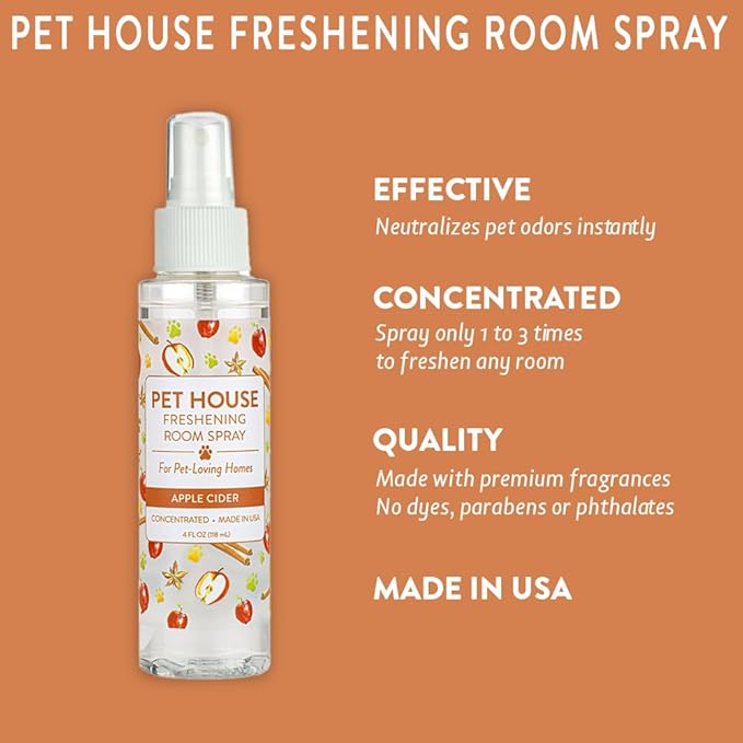 One Fur All Pet House Freshening Room Spray - Apple Cider - Concentrated Air Freshener - Non-Toxic & Pet-Friendly Odor Eliminator