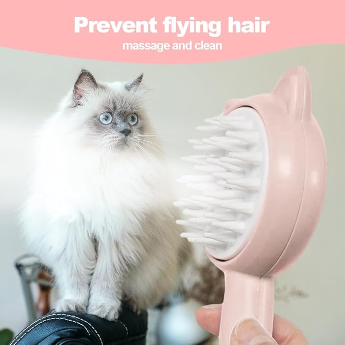 Cat Steamy Brush Dog brushes for Shedding Grooming, Lightweight Skin Friendly Pet Brush Hair Removal Comb Brushes for Long or Medium Haired Cats(Pink)