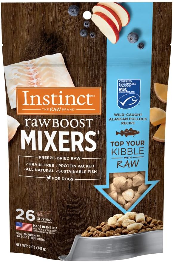 Instinct Raw Boost Mixers Freeze Dried Dog Food Toppers for Dry Food, Grain Free Dog Food Toppers with Pollock for Dogs, 5 oz