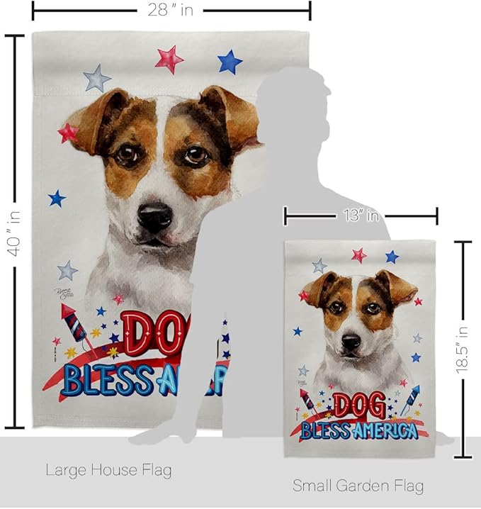 Breeze Decor Patriotic Russell Terrier Garden House Flag-Kit Dog Puppy Spoiled Paw Canine Fur Pet Nature Farm Animal Creature Decoration Banner Small Yard Gift Double-Sided, Made in USA