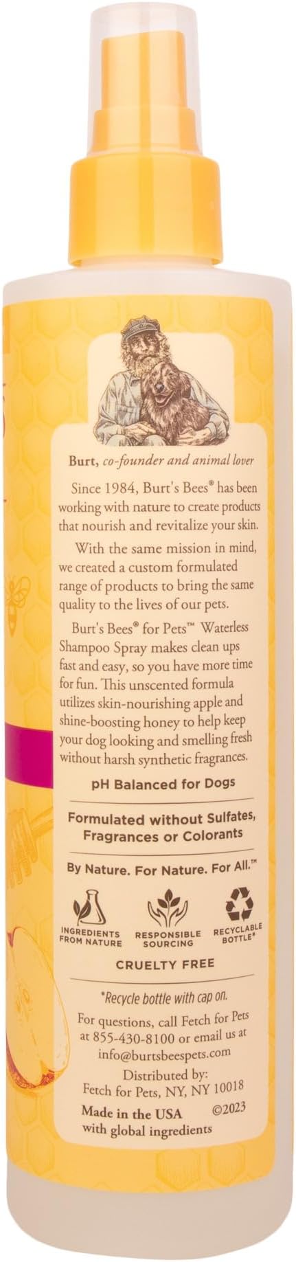 Burt's Bees for Pets Waterless Shampoo Spray for Dogs with Apple and Honey, 2pk, 99.1% Natural Origin Formulas, Waterless Dog Shampoo - Gentle Dry Shampoo for Dogs, Best Dog Shampoo, 2pk, 10 oz