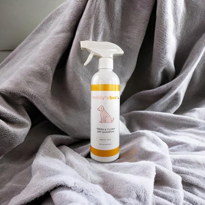 Buddy's Best Fresh & Clean Dry Shampoo for Dogs, 16 fl oz Bottle Waterless Dog Shampoo for Dog and Puppy Grooming (Apple Tart)