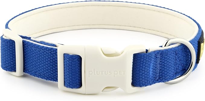 Plutus Pet Cotton Dog Collar, Heavy Duty Collar with Soft Padding, Adjustable and Comfortable for Small Medium and Large Dogs, Royal Blue, S