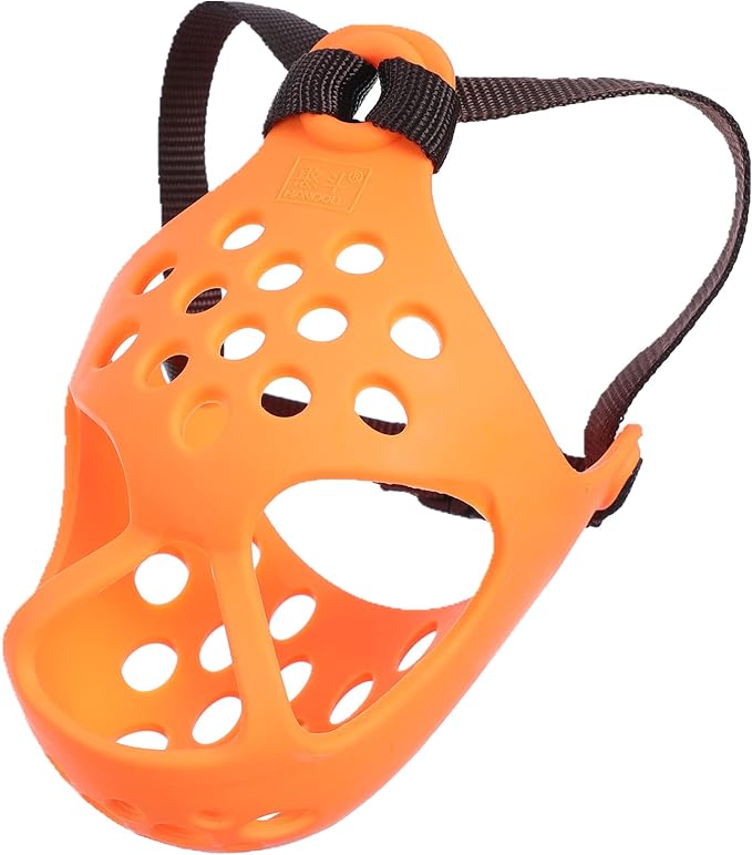 Short Snout Dog Muzzles,Soft Silicone Adjustable Breathable Bulldog Muzzle for Biting Chewing Barking Training,Ideal for Flat-Faced Dogs (L, Orange)