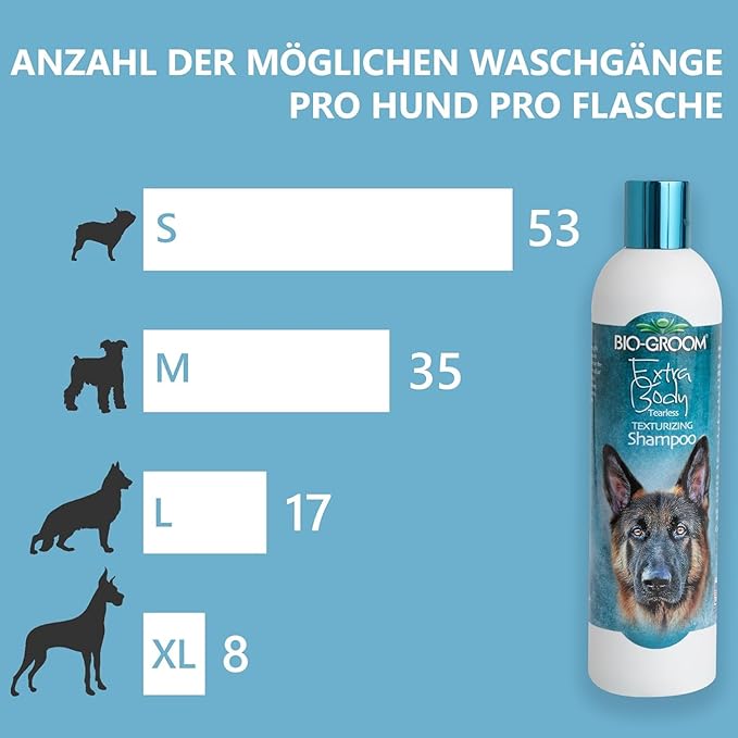 Bio-Groom Extra Body Texturizing Dog Shampoo - Tearless Puppy Shampoo, Dog Bathing Supplies, Cruelty-Free, Cat & Dog Grooming Supplies, Made in USA, Tear-Free Dog Products - 12 fl oz 1-Pack