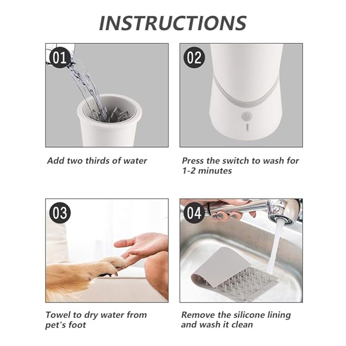 Automatic Paw Washer with Silicone Bristles - Electric Paw Cleaner Cup for Muddy Claws, Portable Pet Feet Washer with USB Charging, Designed for Small to Medium Cats & Dogs