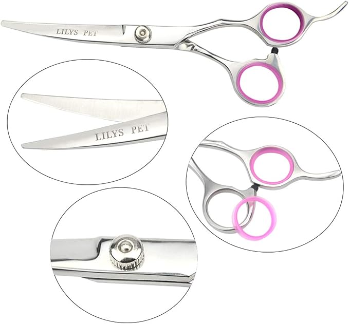 LILYS PET Professional PET DOG Grooming scissors suit,Cutting&Curved&Thinning shears (6.0")