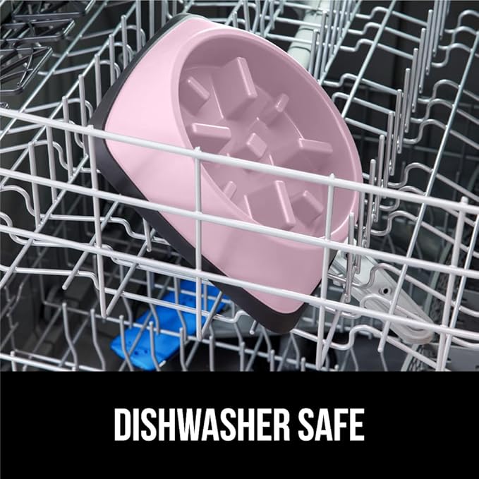 Gorilla Grip Slow Feeder Dog and Cat Bowls, Interactive Puzzle Toy for Dogs and Cats Food Training, Keeps Pets Busy and Prevents Puppy Overeating, Large, Small Breeds, 100% BPA Free, 4 Cup Pink