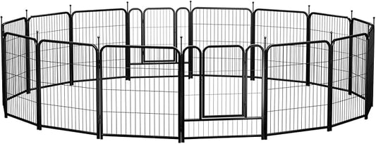 PawGiant Dog Fence Playpen 24”/32”/40” Indoor Outdoor for Small/Medium/Large Dogs, Metal Pet Puppy Cat Exercise Fencing Gate Crate Cage Outside RV, Camping, Yard, Garden
