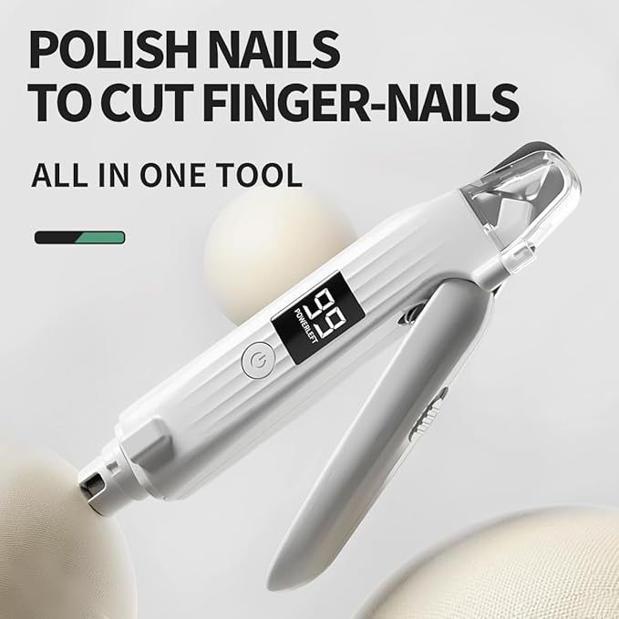 3-in-1 Electric Pet Nail Clipper & Grinder - HD LED Display & High-Hardness Blades | Rechargeable & Ultra-Quiet for All Pets (White)