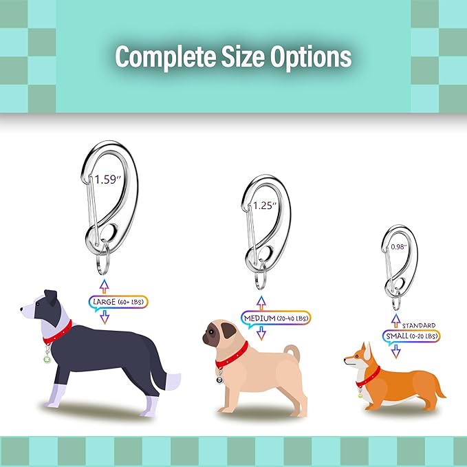 Divoti Leash King Pet Tag Quick Clip/Sping-Load Hook Combo for Pet ID Tags - 2 Medim w/Pack of Split Rings