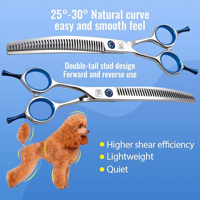 Dog Grooming Scissors: Left Handed 7 inch Professional Pet Shears Made Of Japanese 440C Advanced Stainless Steel for Dogs Cats and Other Pets