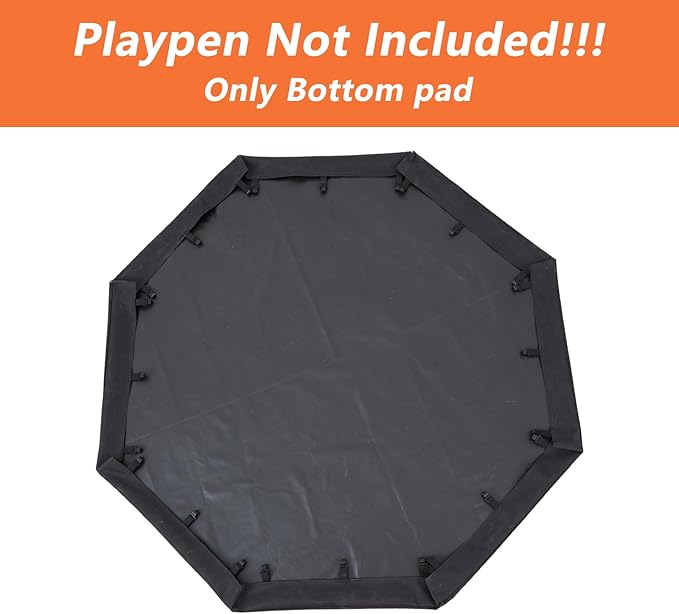 PJYuCien Dog Playpen Bottom Pad,Fits 24 Inch 8 Panels Regular Octagon Metal Exercise Pet Pen,Elastic Buckles Connections,Black (Note:Fence Not Included)