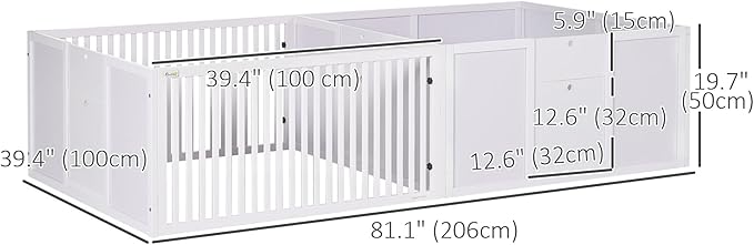 PawHut Whelping Box for Dogs Built for Mother's Comfort, Dog Whelping Pen with Removable Doors, Puppy Playpen for Indoors, Newborn Puppy Supplies & Essentials, 81" x 39" x 20", White