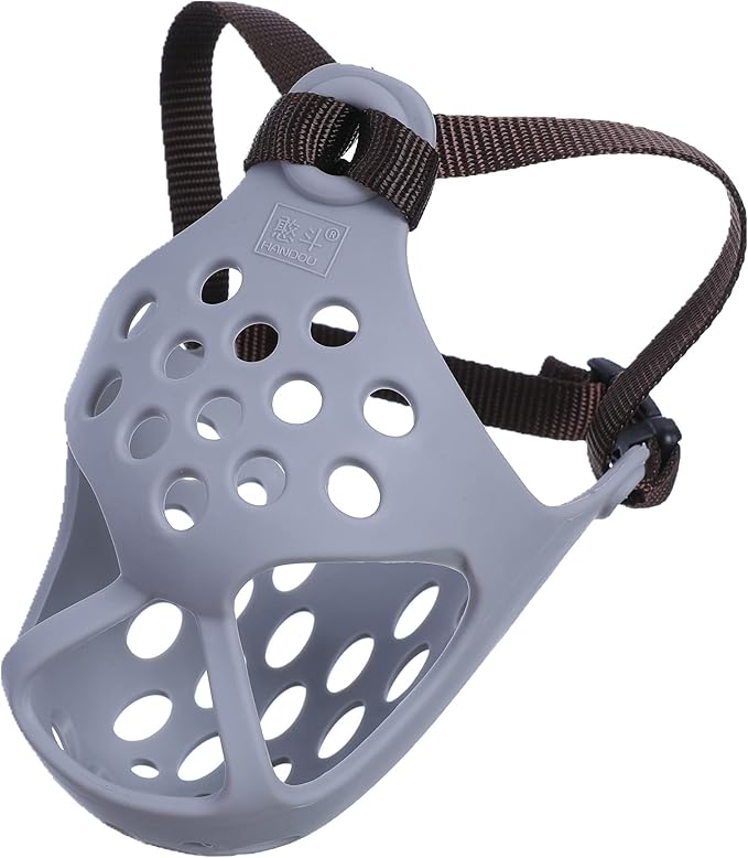 Short Snout Dog Muzzles,Soft Silicone Adjustable Breathable Bulldog Muzzle for Biting Chewing Barking Training,Ideal for Flat-Faced Dogs (Small/10-13"(Pack of 1), Grey)